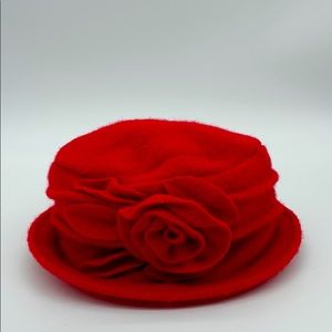 Red Rose 100% Wool Hat NWOT